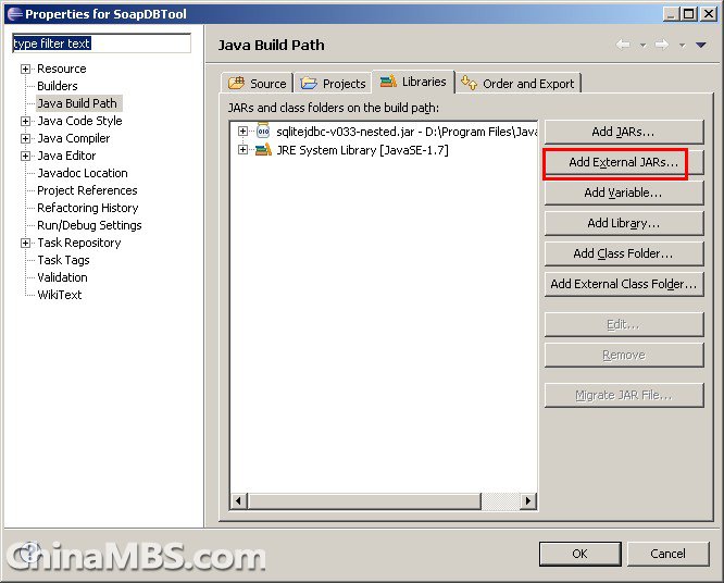 The import org.sqlite cannot be resolved